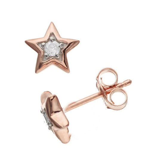 Original Diamond Muse 0.10 cttw Rose Gold Over Sterling Silver Diamond Star Stud Earrings