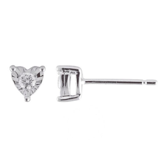 Original Diamond Muse 0.10 cttw Sterling Silver Diamond Heart Stud Earrings