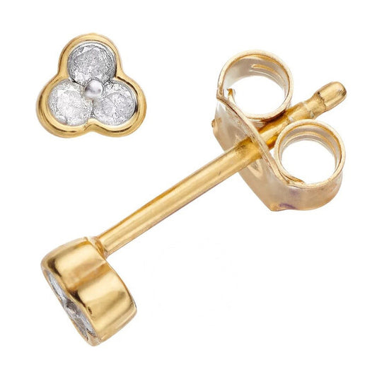 Original Diamond Muse 0.10 cttw Yellow Gold Over Sterling Silver 3-Stone Diamond Stud Earrings