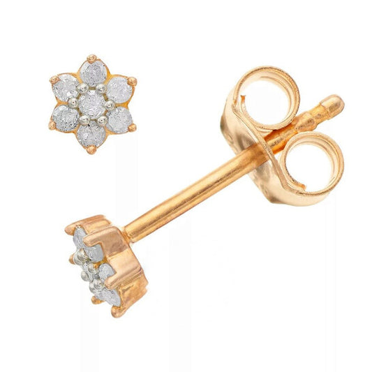 Original Diamond Muse 0.10 cttw Yellow Gold Over Sterling Silver Floral Diamond Stud Earrings