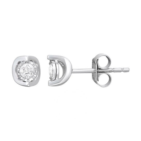 Original Diamond Muse 0.20 cttw Sterling Silver Diamond Bezel Stud Earrings