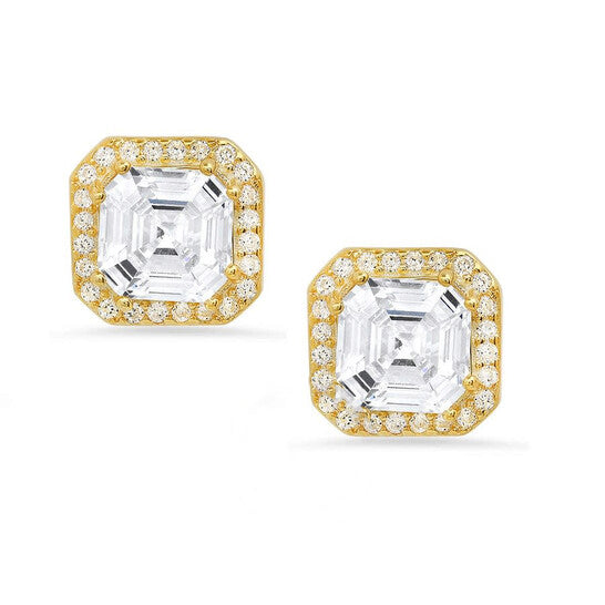 Original Kylie Harper 14k Gold Over Silver Asscher-cut Halo Stud Earrings