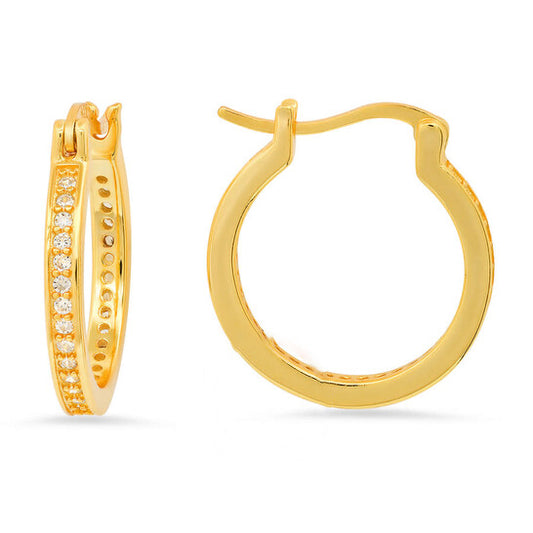 Original Kylie Harper 14k Gold Over Silver Cubic Zirconia  CZ Inside Out 20mm Hoop Earrings