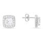 Original Kylie Harper Sterling Silver Asscher-cut Cubic Zirconia  CZ Halo Stud Earrings