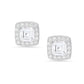 Original Kylie Harper Sterling Silver Asscher-cut Cubic Zirconia  CZ Halo Stud Earrings