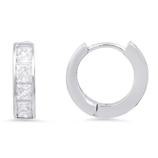 Original Kylie Harper Sterling Silver Petite Princess-cut Huggy Hoop Earrings