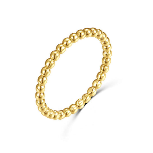 Original Rachel Glauber 14k Yellow Gold Plated Beaded Stacking Ring Wedding Band