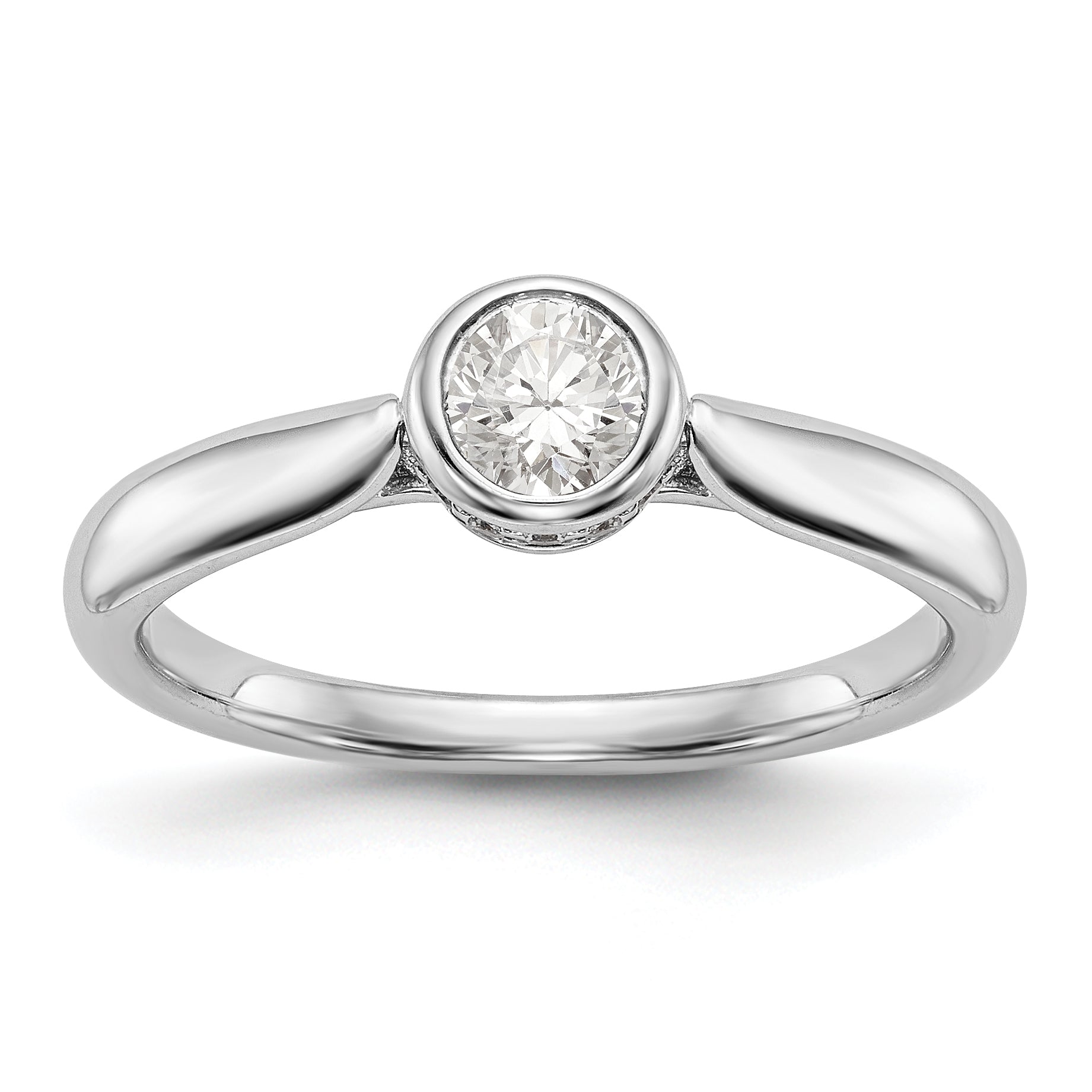 14k White Gold Simulated Diamond Engagement Ring