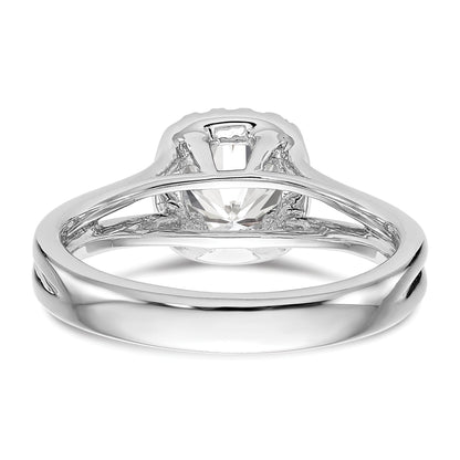 14kw Cushion Halo Simulated Diamond Split Shank Engagement Ring