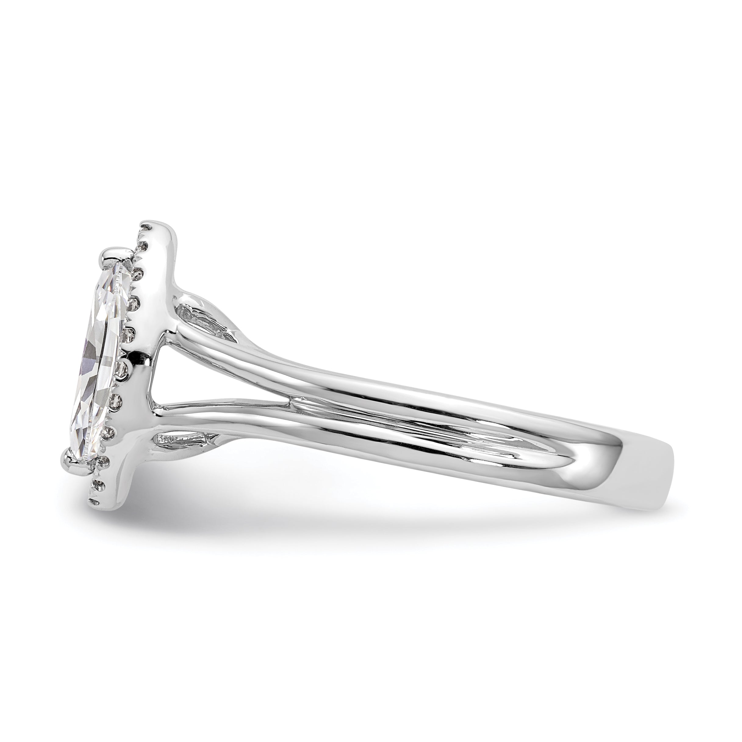 14kw Marquise Halo Simulated Diamond Split Shank Engagement Ring