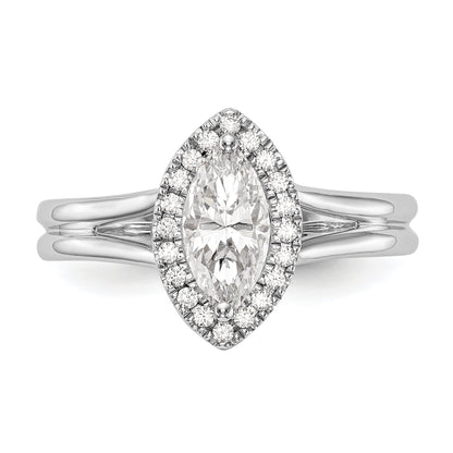 14kw Marquise Halo Simulated Diamond Split Shank Engagement Ring