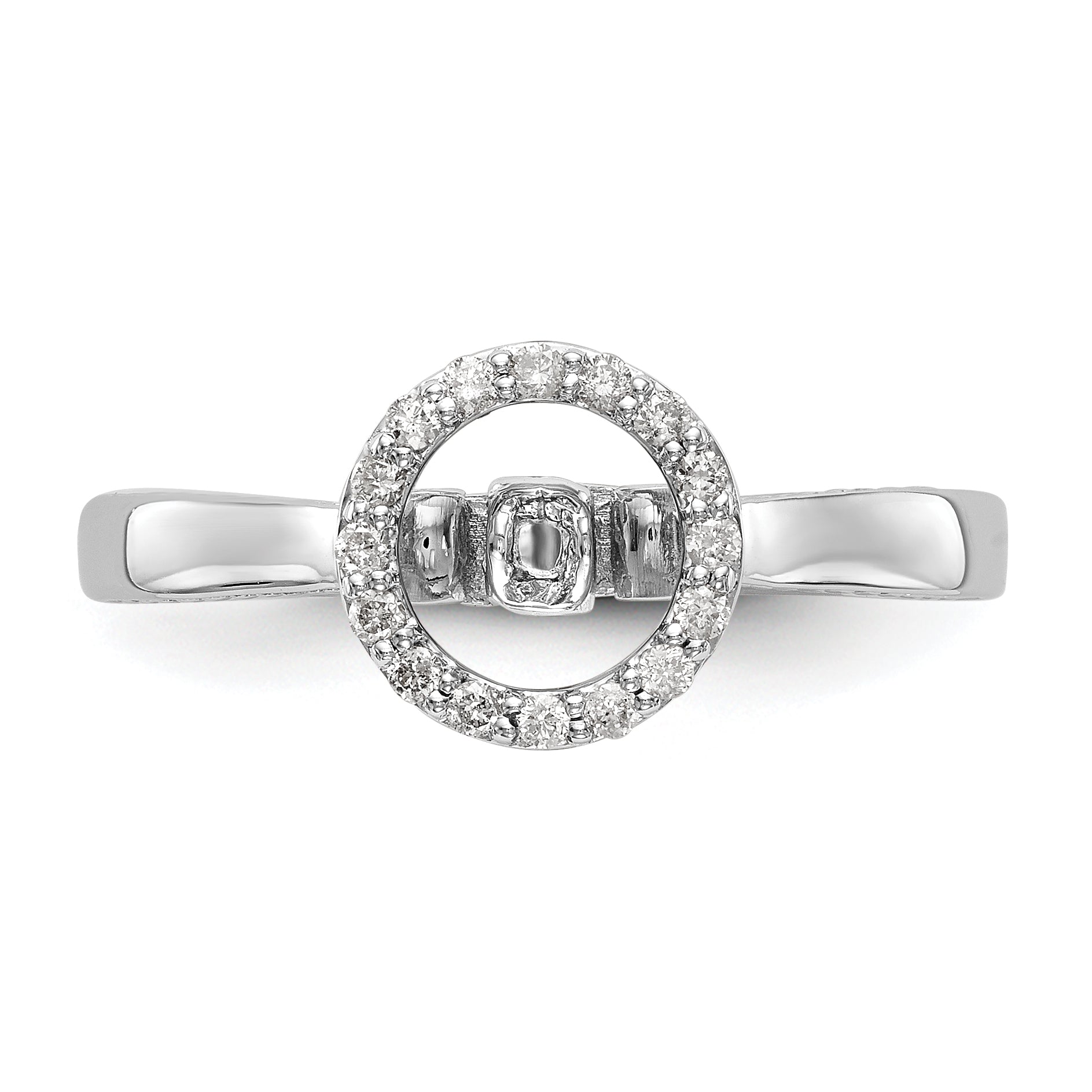 14K White Gold Peg Set Dia CZ Round Halo Engagement Ring