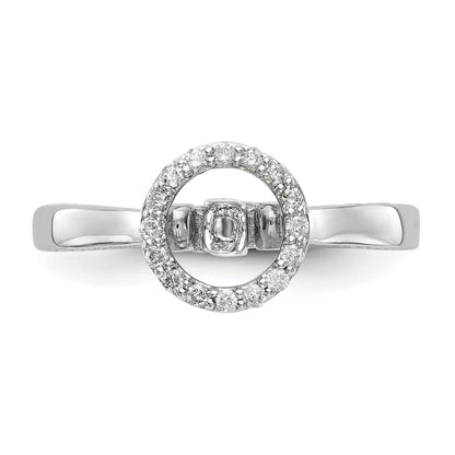 14K White Gold Peg Set Dia CZ Round Halo Engagement Ring