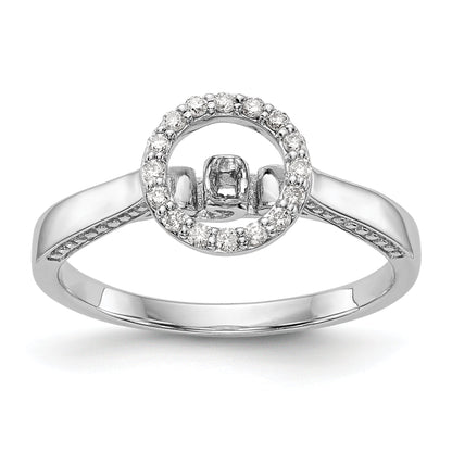 14K White Gold Peg Set Dia CZ Round Halo Engagement Ring