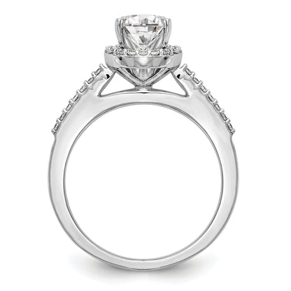 14KW Peg Set Simulated Diamond Round Halo Engagement Ring
