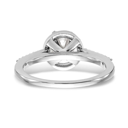 14KW Peg Set Simulated Diamond Round Halo Engagement Ring
