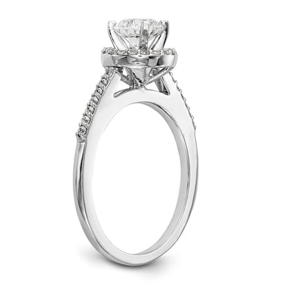 14KW Peg Set Simulated Diamond Round Halo Engagement Ring