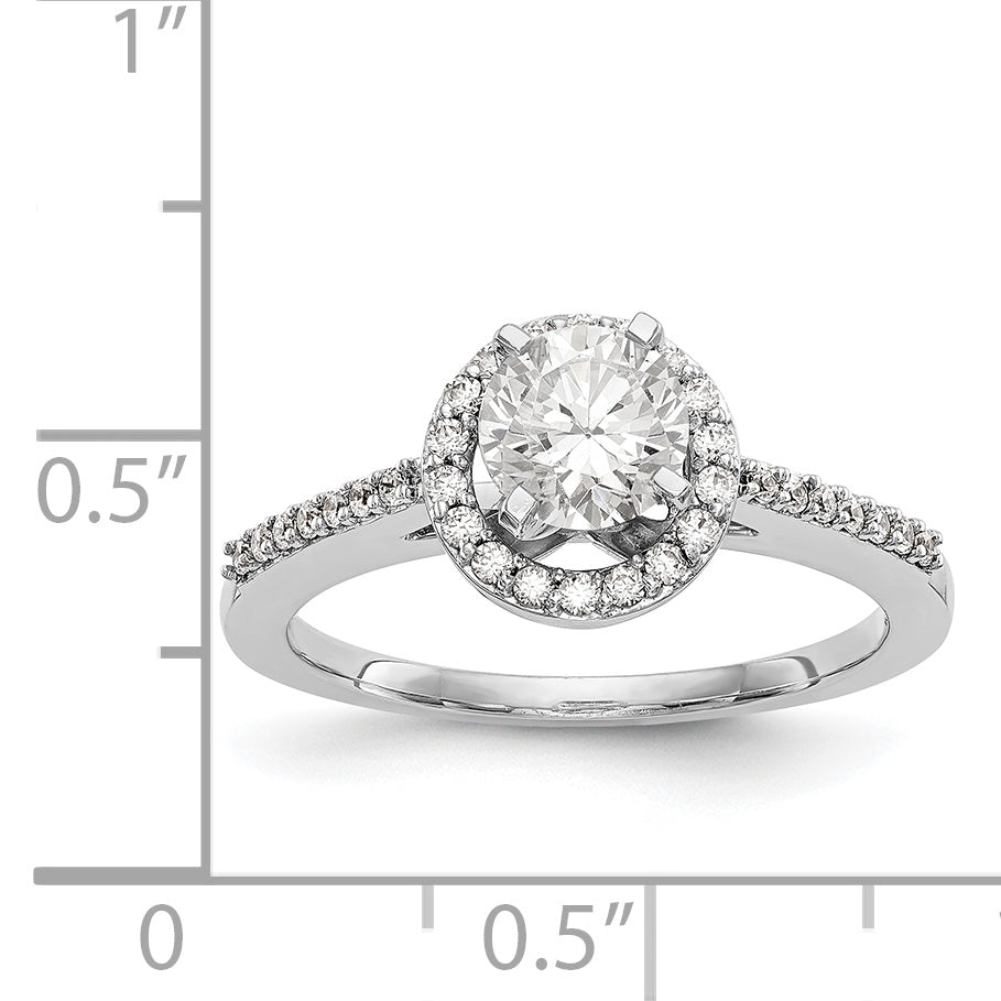 14KW Peg Set Simulated Diamond Round Halo Engagement Ring