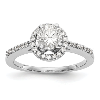 14KW Peg Set Simulated Diamond Round Halo Engagement Ring