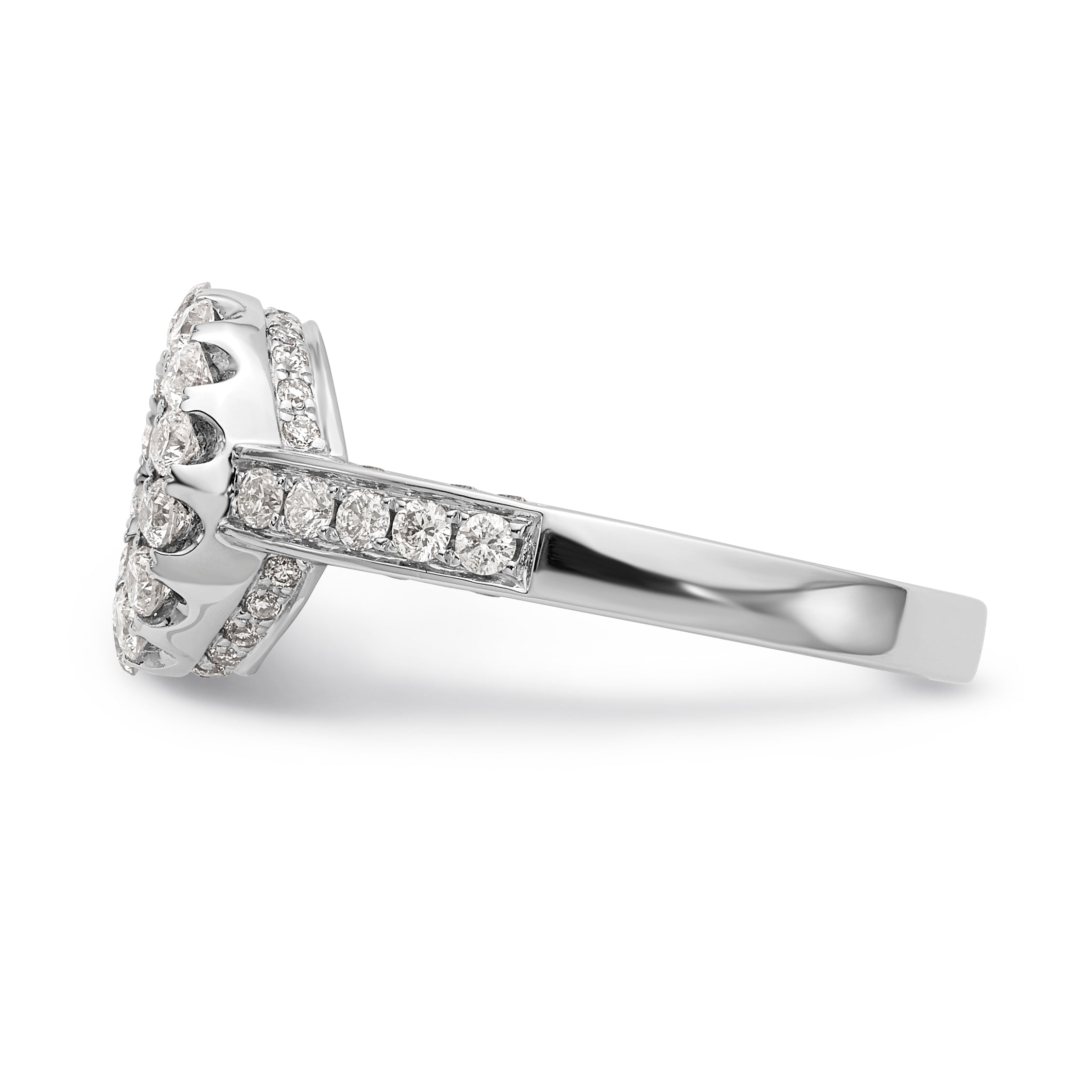 14KW Peg Set Simulated Diamond Round Halo Engagement Ring