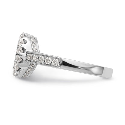 14KW Peg Set Simulated Diamond Round Halo Engagement Ring