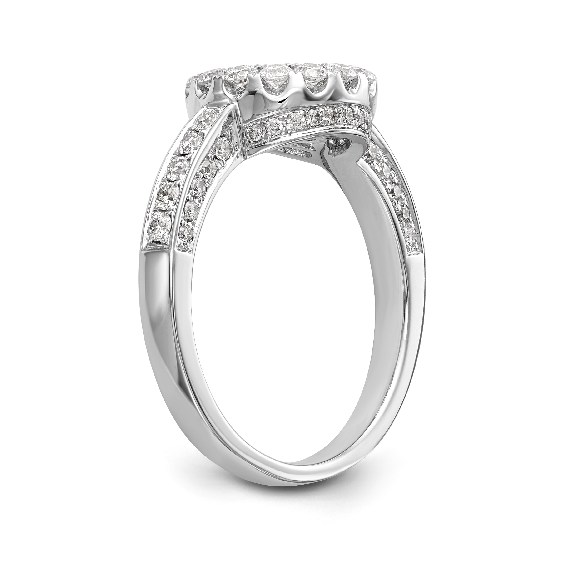 14KW Peg Set Simulated Diamond Round Halo Engagement Ring