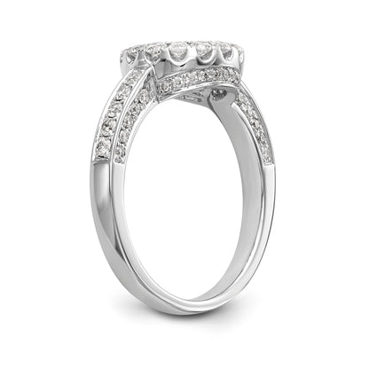 14KW Peg Set Simulated Diamond Round Halo Engagement Ring