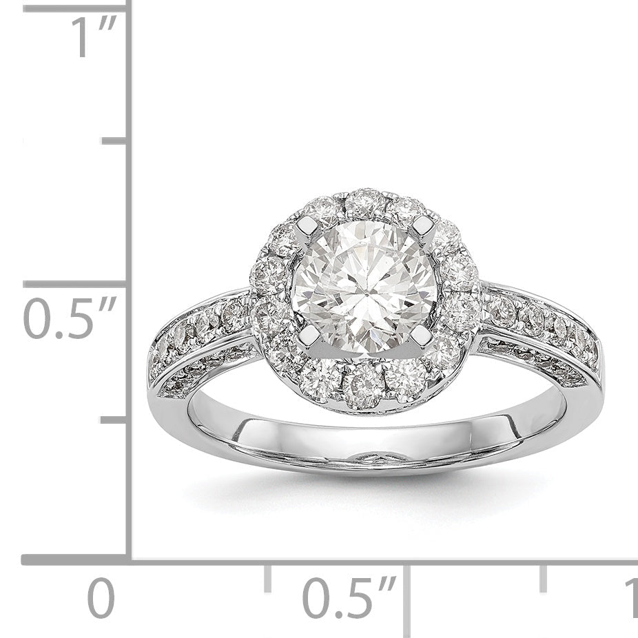 14KW Peg Set Simulated Diamond Round Halo Engagement Ring