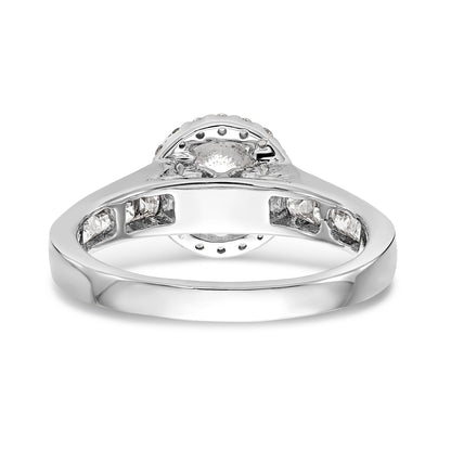 14K White Gold Round Simulated Diamond Halo Engagement Ring