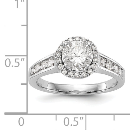 14K White Gold Round Simulated Diamond Halo Engagement Ring
