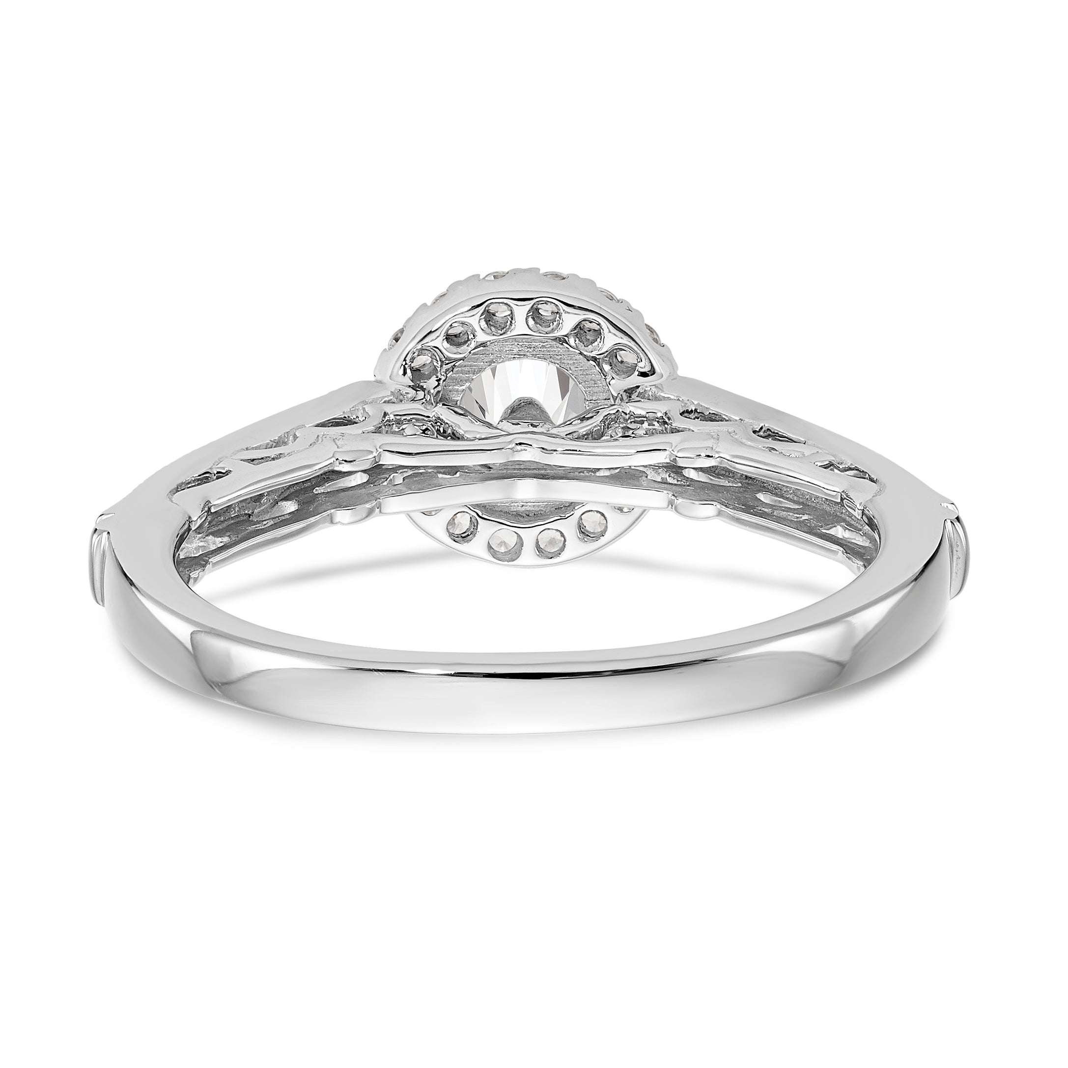 14K White Gold Round Simulated Diamond Halo Engagement Ring