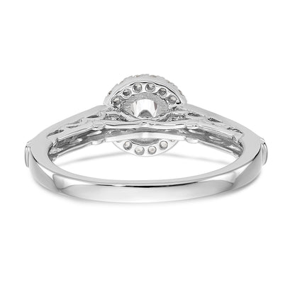 14K White Gold Round Simulated Diamond Halo Engagement Ring