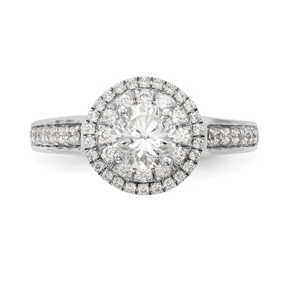 14K White Gold Round Simulated Diamond Halo Engagement Ring