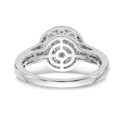 14K White Gold Round Simulated Diamond Halo Engagement Ring
