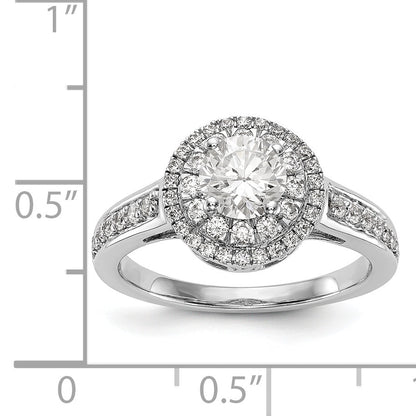 14K White Gold Round Simulated Diamond Halo Engagement Ring