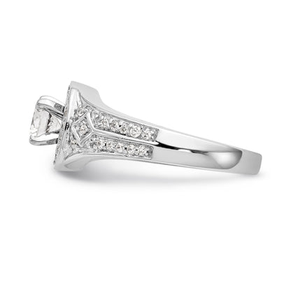 14K White Gold Round Simulated Diamond Halo Engagement Ring
