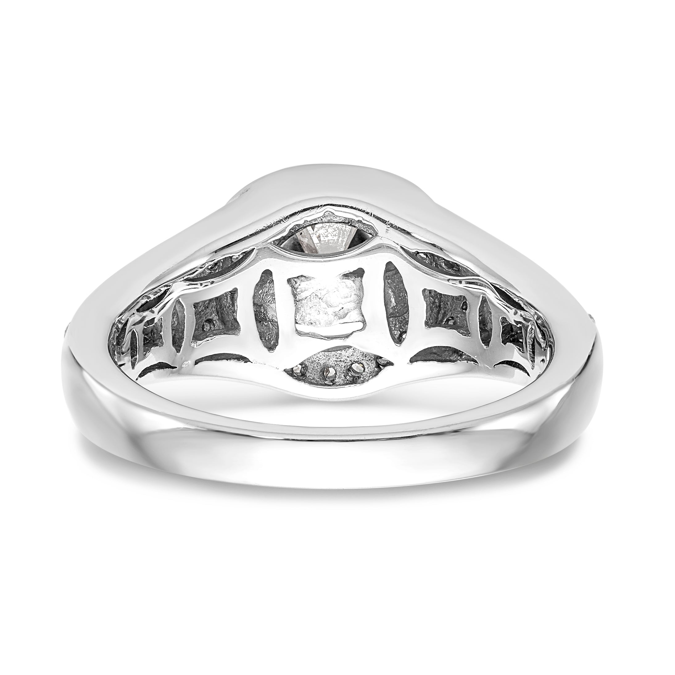 14K White Gold Round Simulated Diamond Halo Engagement Ring