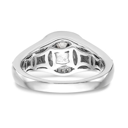 14K White Gold Round Simulated Diamond Halo Engagement Ring