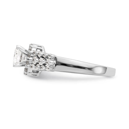 14K White Gold Round Simulated Diamond Halo Engagement Ring