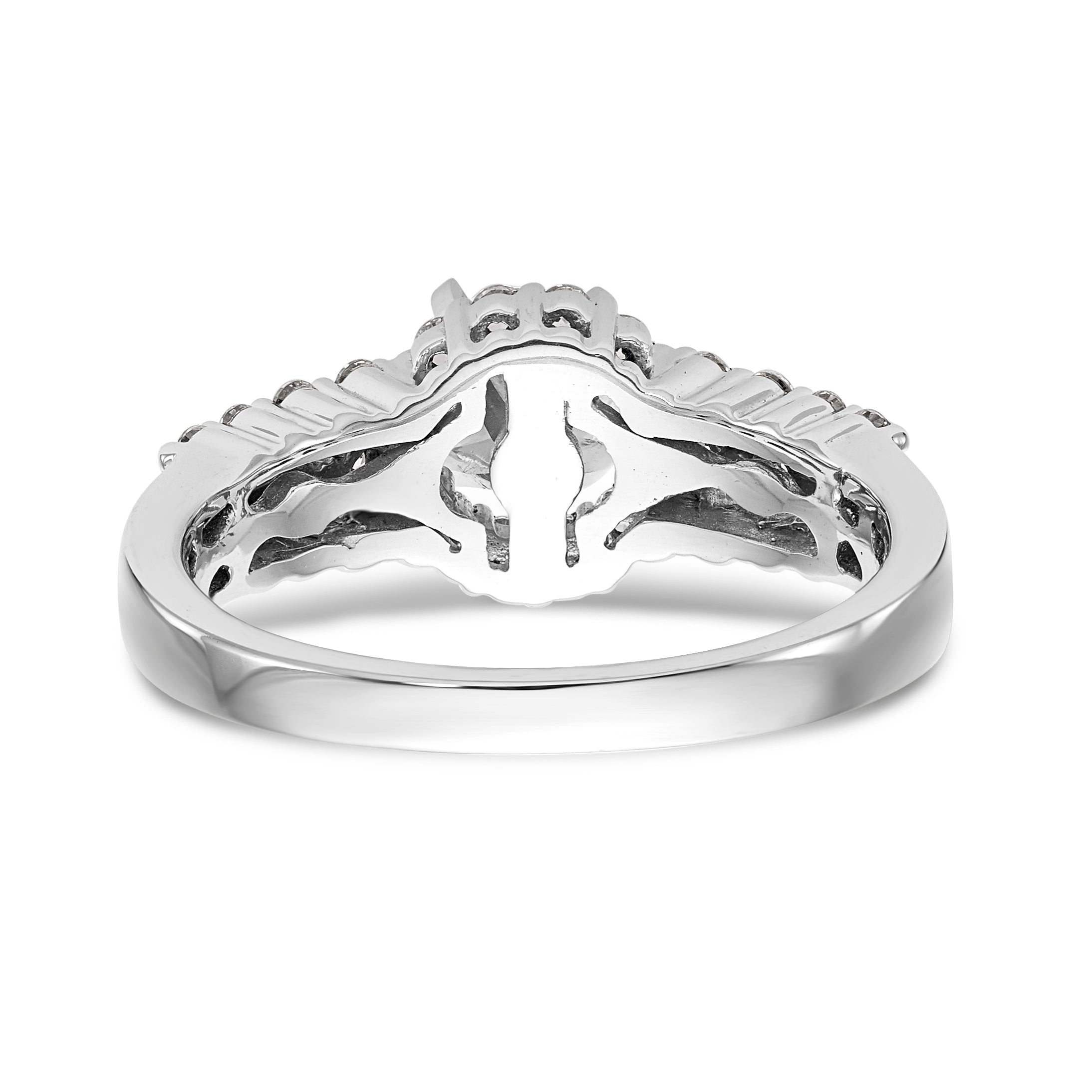 14K White Gold Round Simulated Diamond Halo Engagement Ring