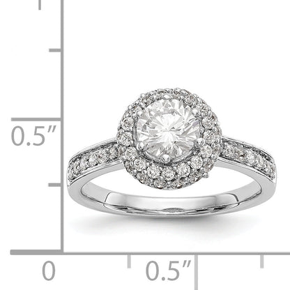 14K White Gold Round Simulated Diamond Halo Engagement Ring