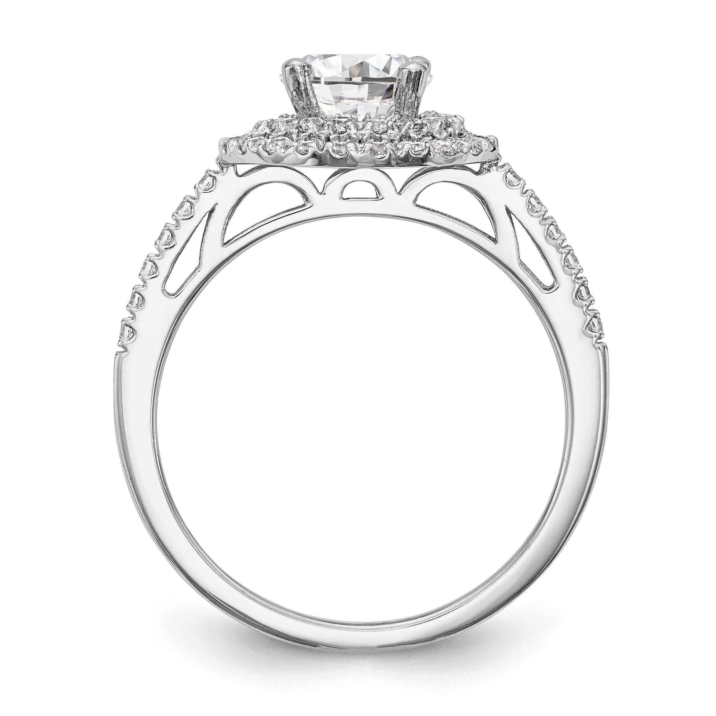 14KW Round Simulated Diamond Double Halo Engagement Ring