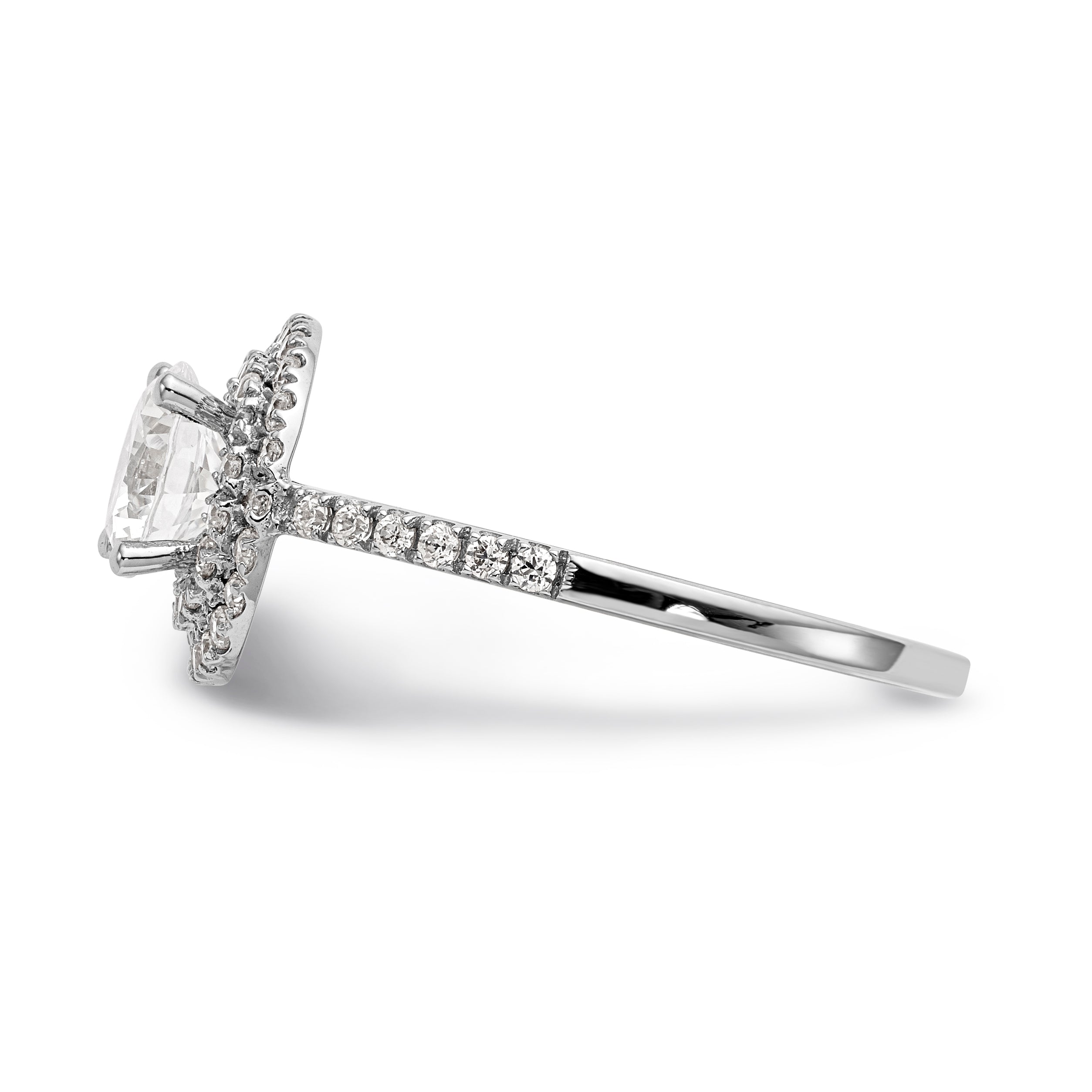 14KW Round Simulated Diamond Double Halo Engagement Ring