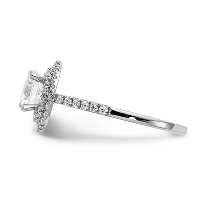 14KW Round Simulated Diamond Double Halo Engagement Ring