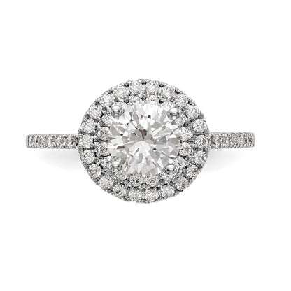 14KW Round Simulated Diamond Double Halo Engagement Ring