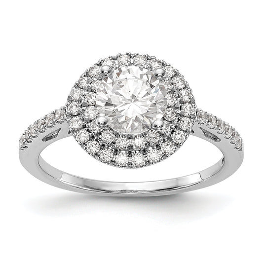 14KW Round Simulated Diamond Double Halo Engagement Ring