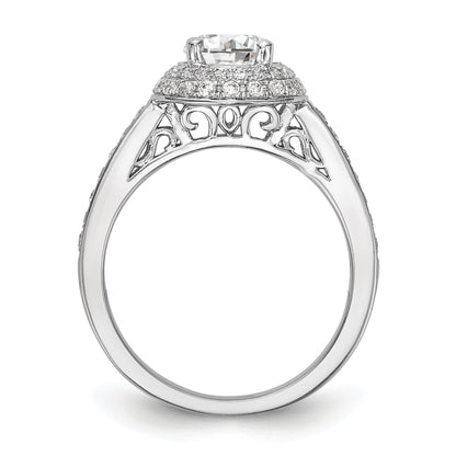 14KW Round Simulated Diamond Double Halo Engagement Ring