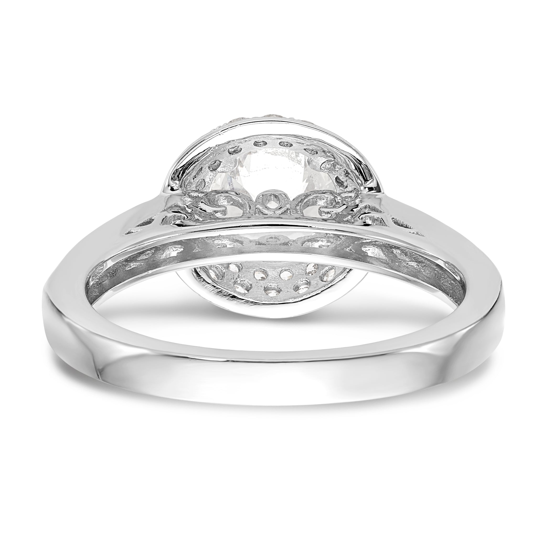 14KW Round Simulated Diamond Double Halo Engagement Ring