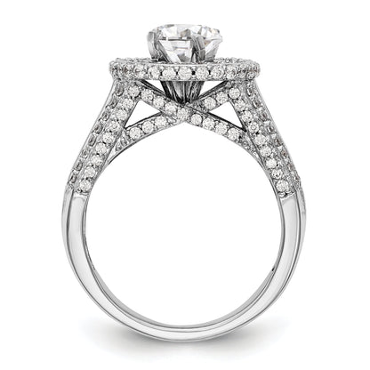 14KW Round Simulated Diamond Double Halo Engagement Ring