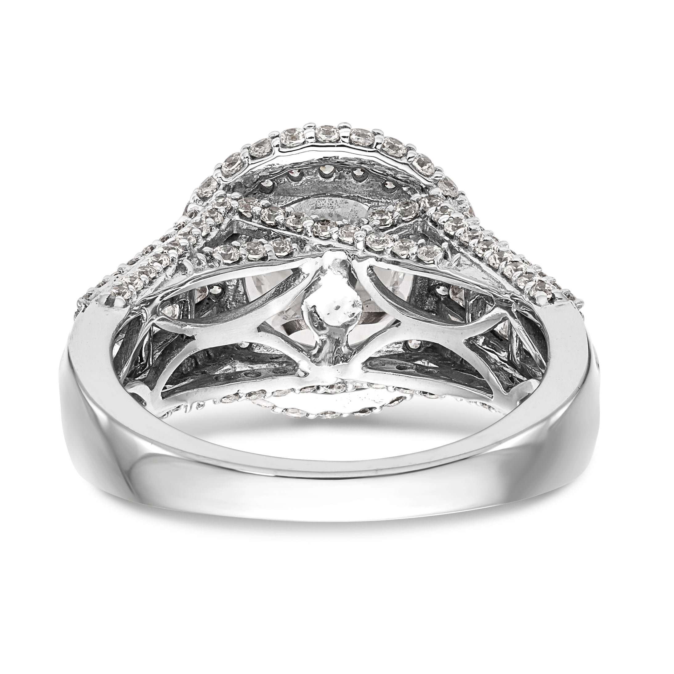 14KW Round Simulated Diamond Double Halo Engagement Ring